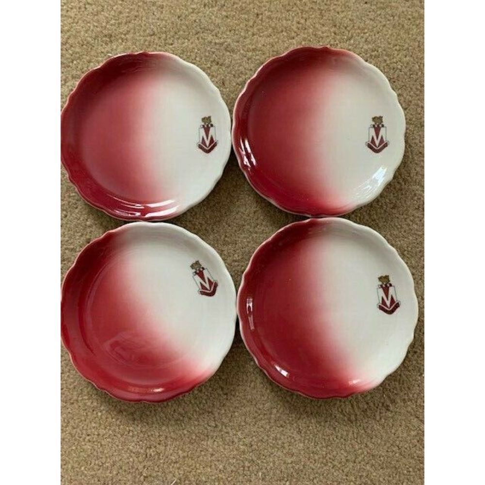 4 SYRACUSE CHINA 5.5" M SERVIMUS PLATES